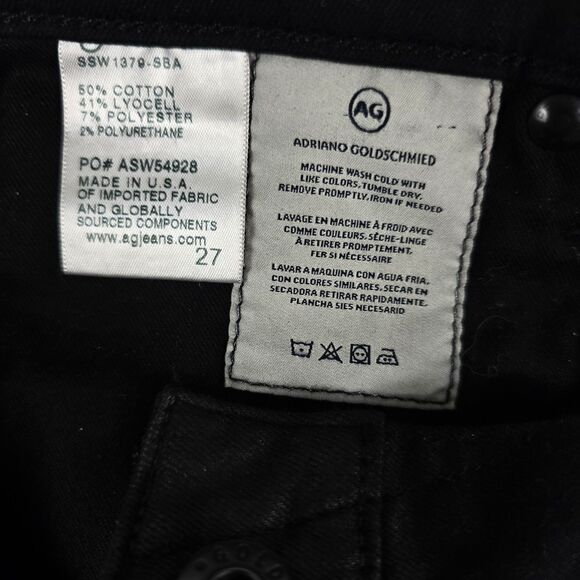 AG Adriano Goldschmied Black Coated Skinny Distressed Jeans Women’s Size 27 - Picture 4 of 8